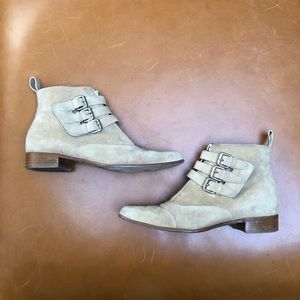 Tabitha Simmons zip & buckle suede booties